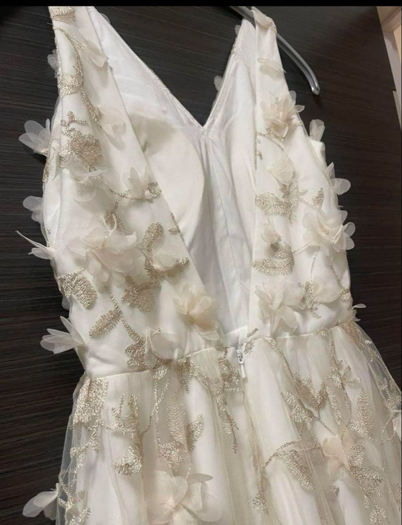 ドレスプロダクション フラワーレースVネックノースリーブドレス(W262BE)