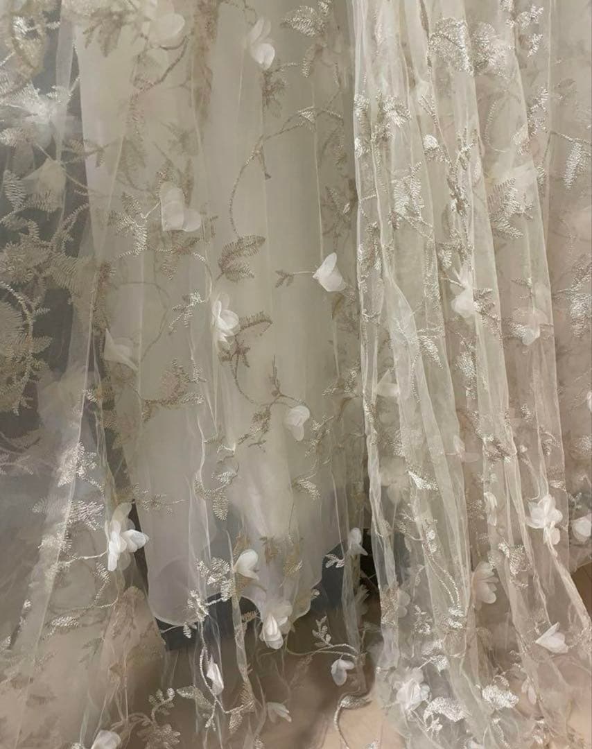 ドレスプロダクション フラワーレースVネックノースリーブドレス(W262BE)