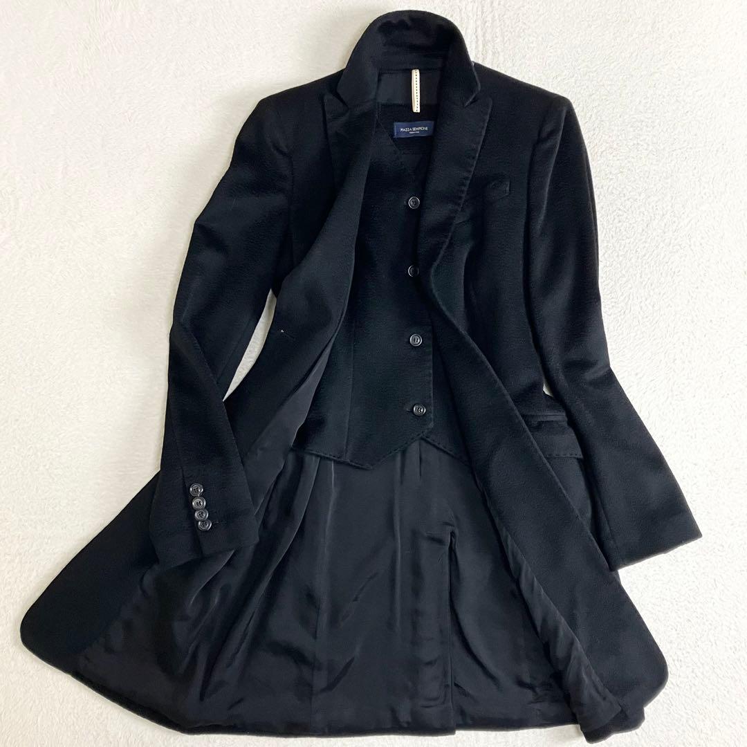 ピアッツァセンピオーネ　カシミヤ　ベストレイヤードコート　ブラック　イタリア製