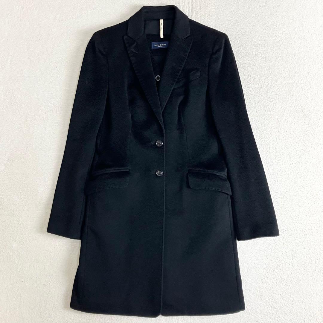 ピアッツァセンピオーネ　カシミヤ　ベストレイヤードコート　ブラック　イタリア製