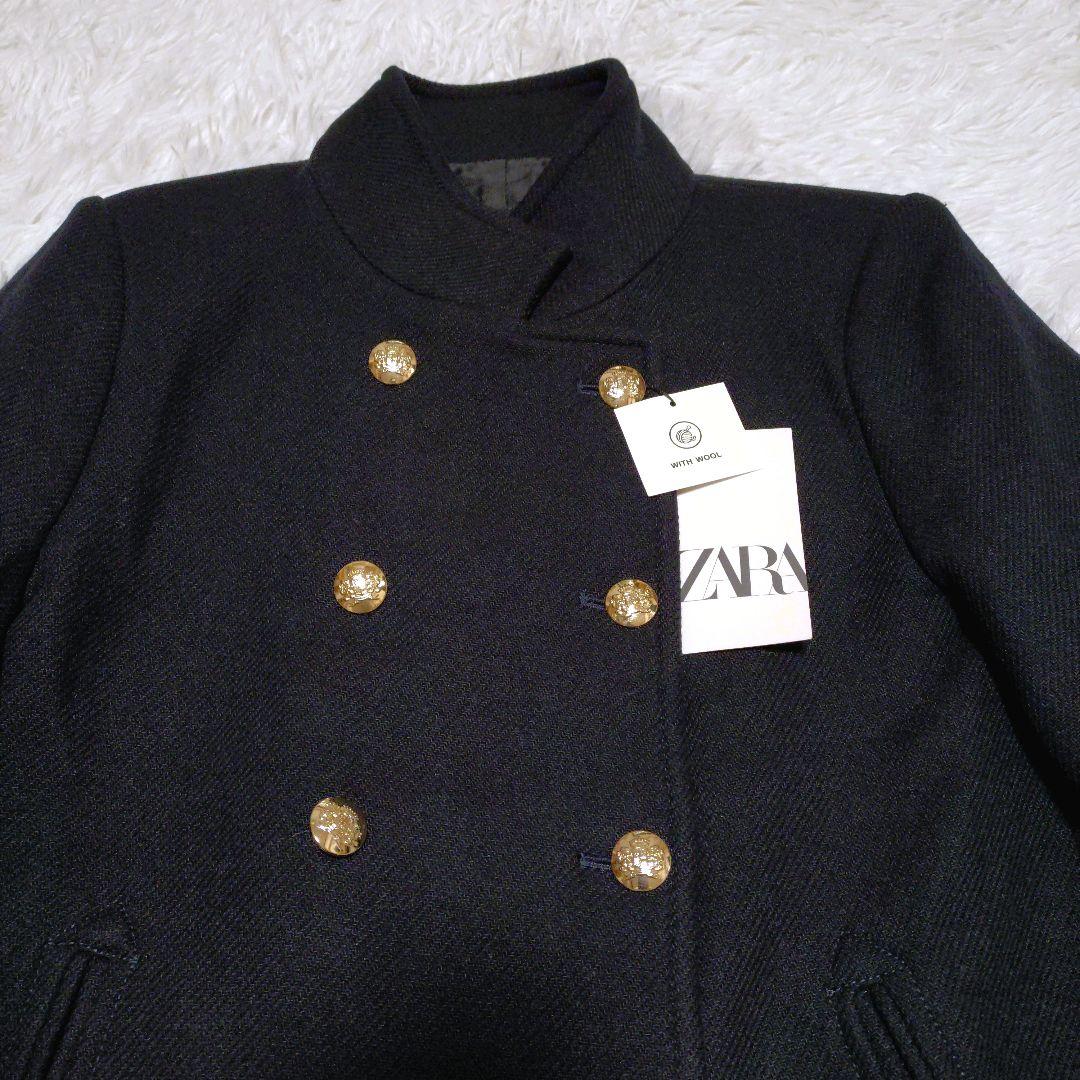 【新品】【タグ付】 ZARA ダブルブレスト ハイネック ウール ブレンドコート