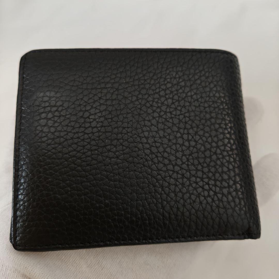 美品　DIESEL 二つ折り財布　オールブラック　1dr Dロゴ　財布　シボ　黒