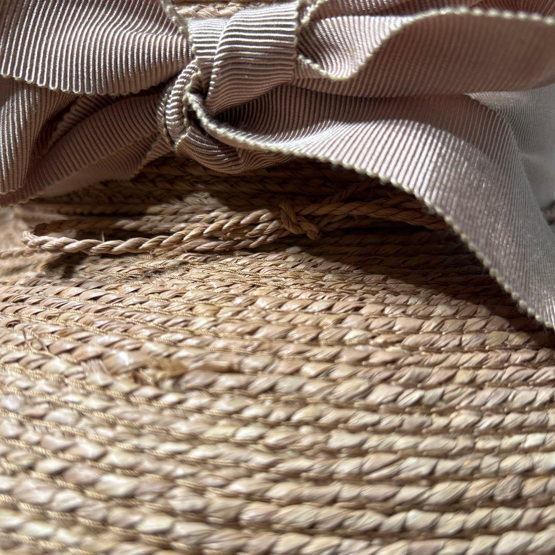 ヘレンカミンスキー 麦わら帽子 ラフィアハット 帽子 リボン ベージュ　上品