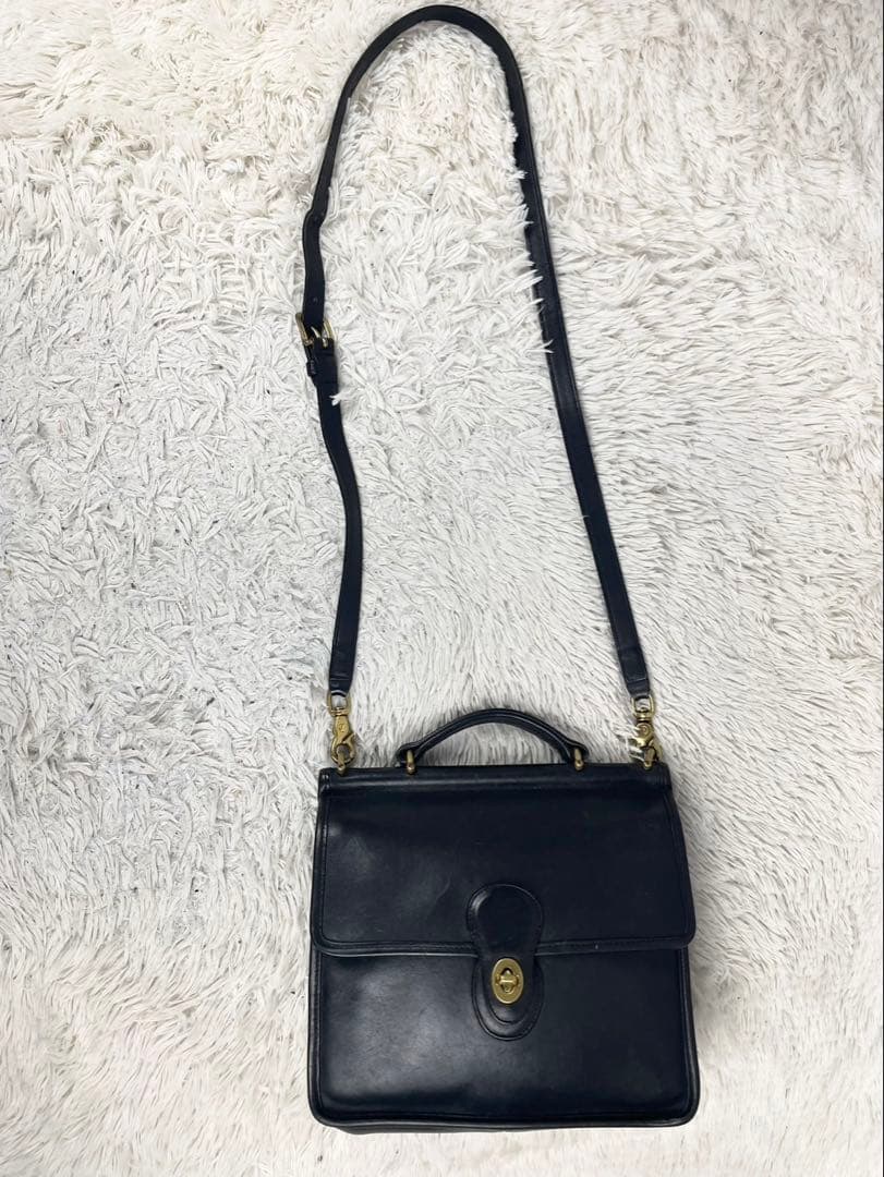 美品 オールドコーチ レザー 2WAY ショルダーバッグ ファスナー ブラック