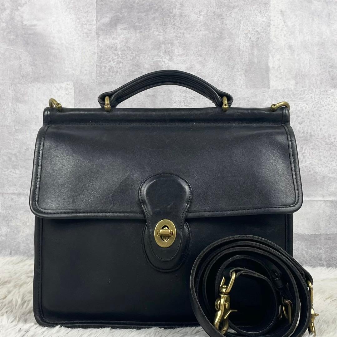 美品 オールドコーチ レザー 2WAY ショルダーバッグ ファスナー ブラック