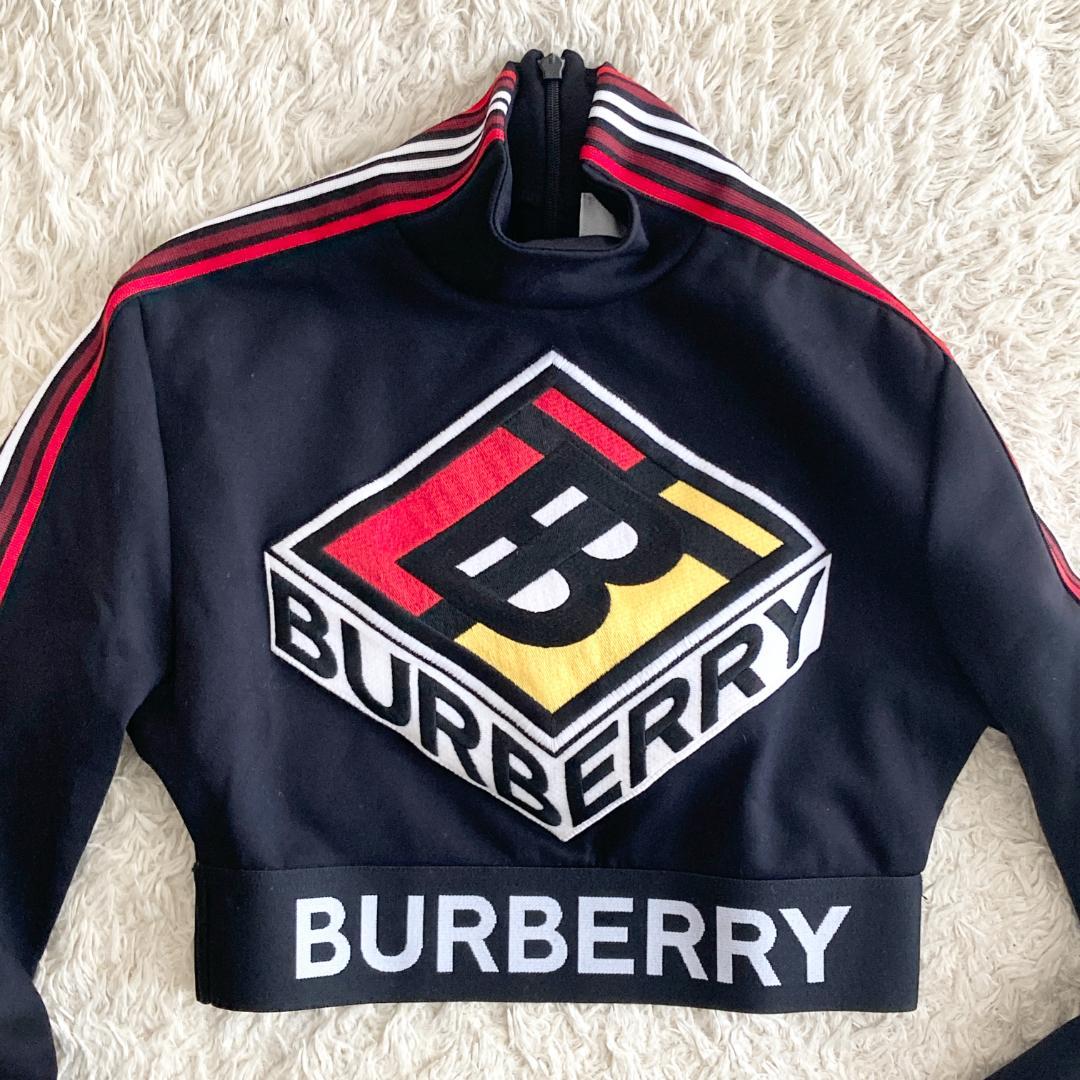 レア 美品　バーバリー　クロップド　ジャージ　ロゴ　刺繍　ストライプ