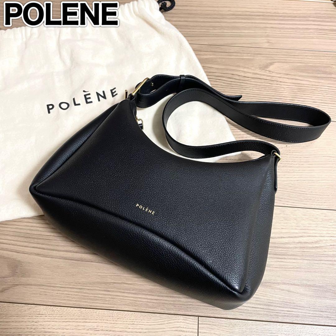 未使用級/POLÈNE ショルダーバッグ　ハンドバッグ　Umi ブラック　レザー