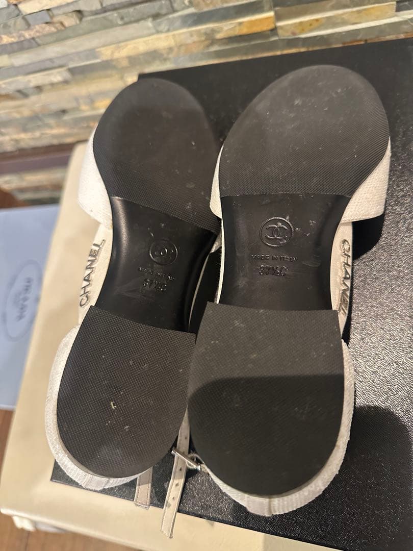 CHANEL アンクルストラップ フラットシューズ