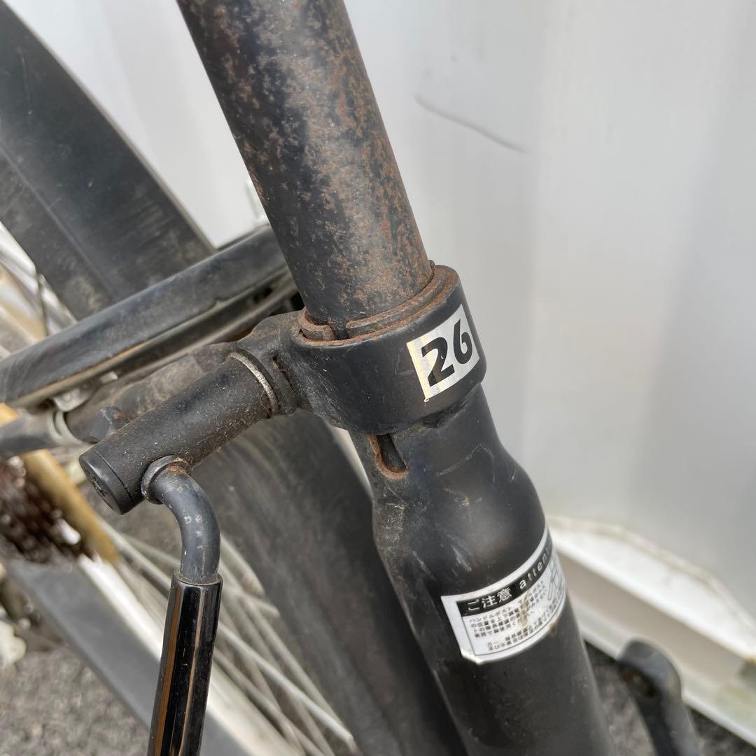 【都内/千葉市引取】ママチャリ 26インチ自転車 カゴ/鍵/ライト/6段変速付
