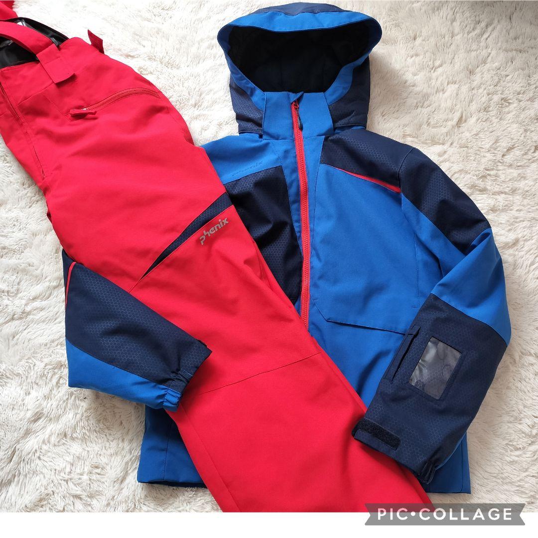 極美品 PHENIX フェニックス スキーウェア 上下 160 青×赤 ジュニア