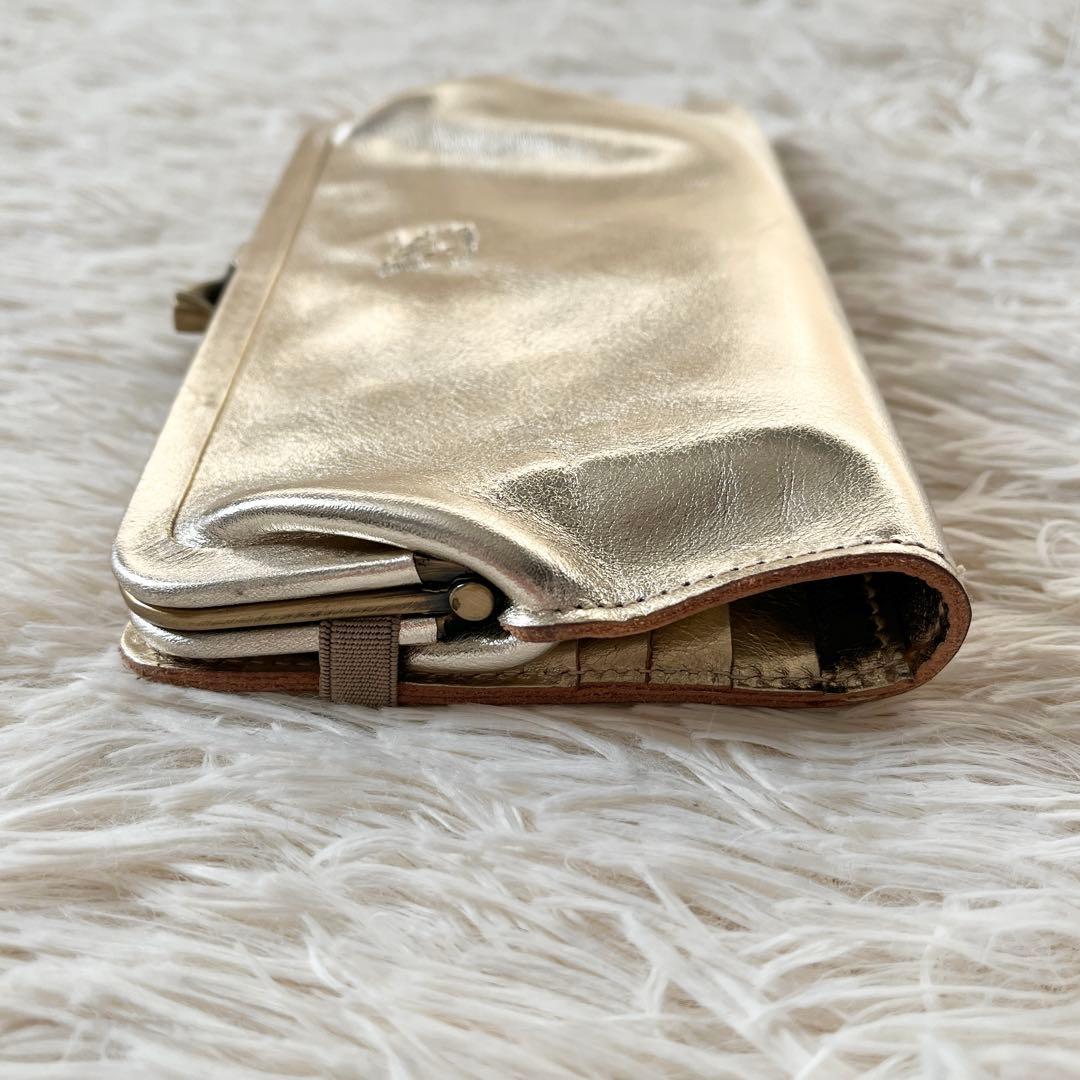 新品未使用✨ILBISONTE イルビゾンテ　長財布　がま口　レザー　ゴールド