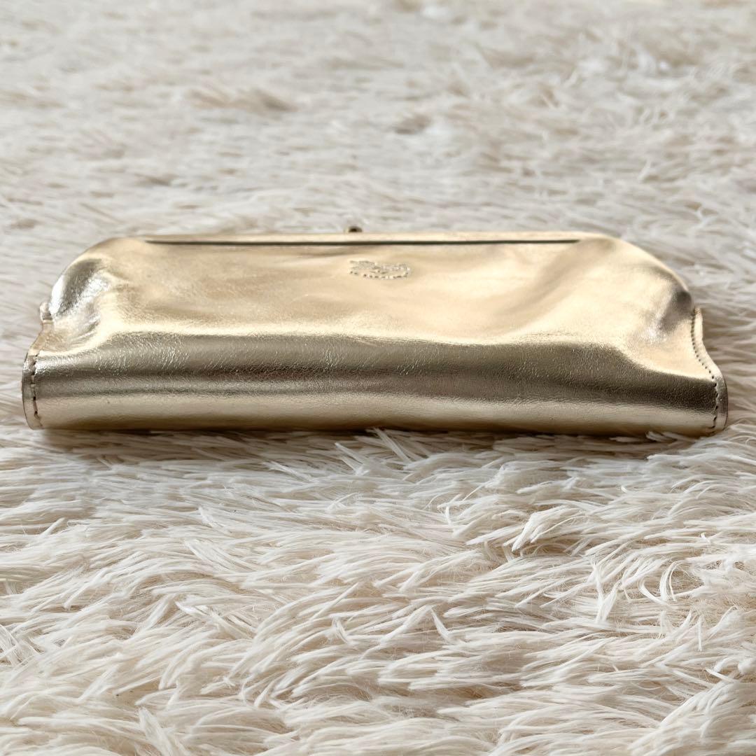 新品未使用✨ILBISONTE イルビゾンテ　長財布　がま口　レザー　ゴールド