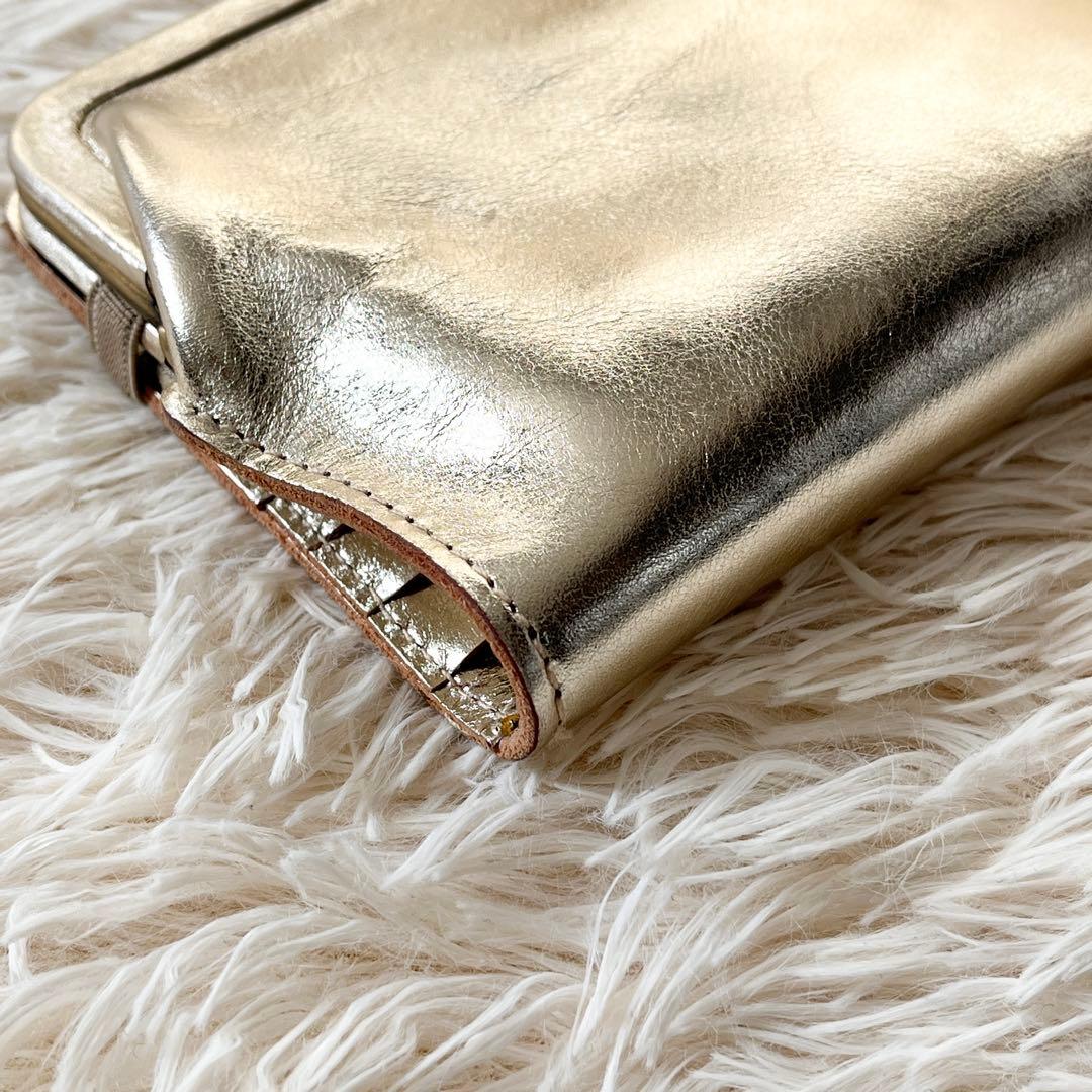 新品未使用✨ILBISONTE イルビゾンテ　長財布　がま口　レザー　ゴールド