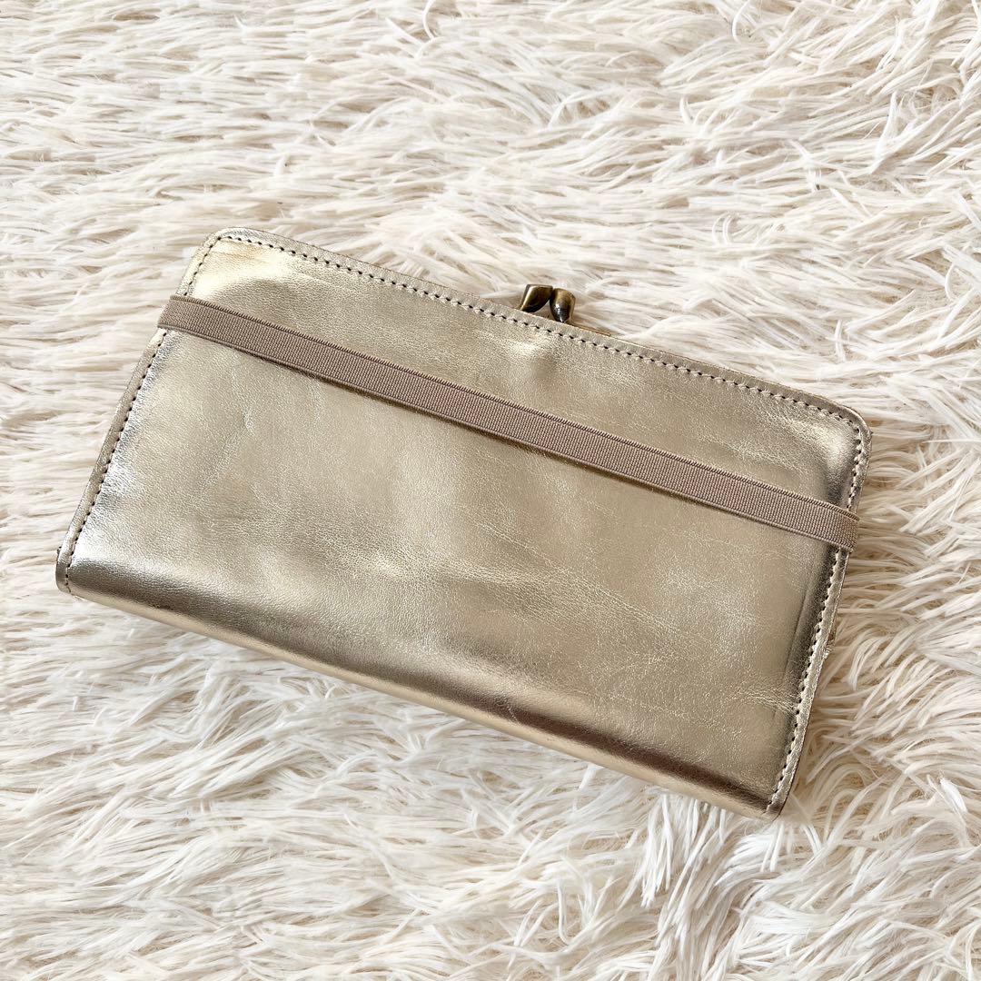 新品未使用✨ILBISONTE イルビゾンテ　長財布　がま口　レザー　ゴールド