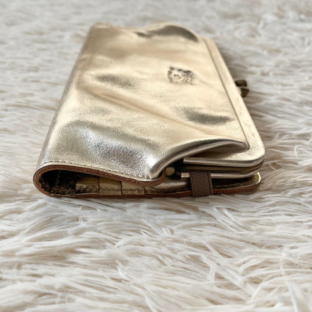 新品未使用✨ILBISONTE イルビゾンテ　長財布　がま口　レザー　ゴールド