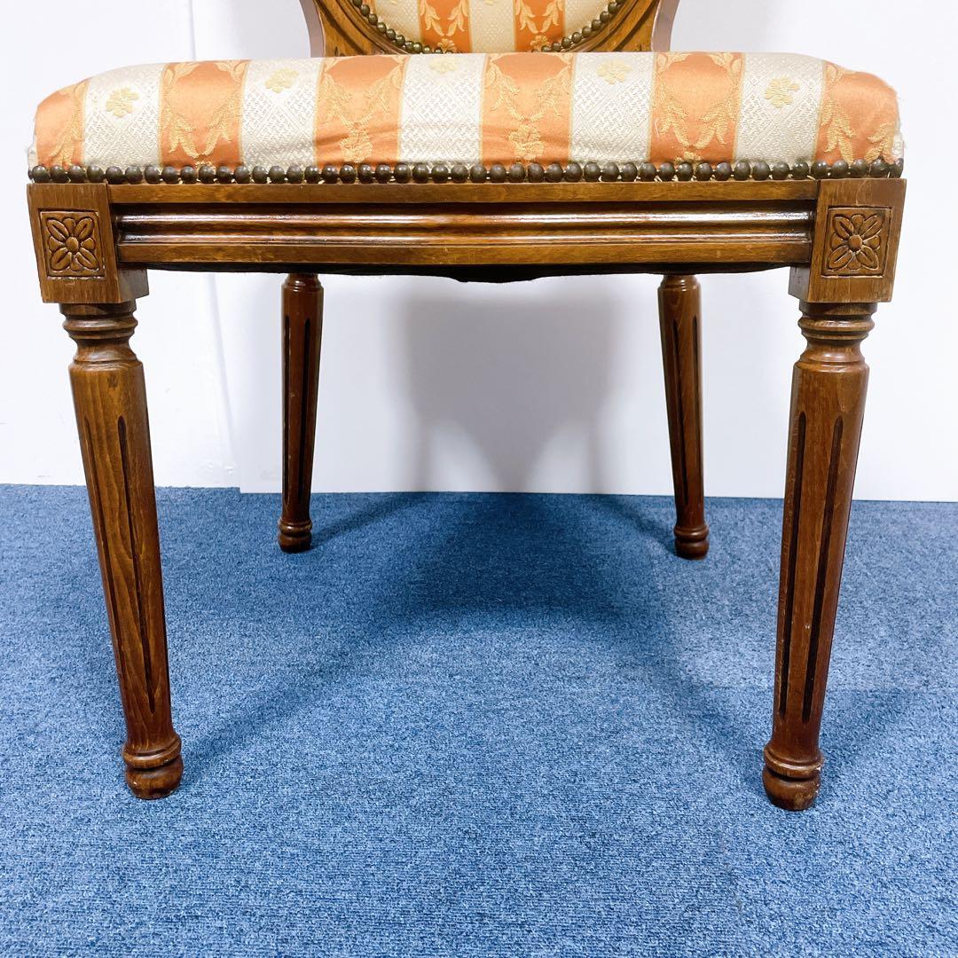 【フランスアンティーク②】ルイ16世様式 華麗ストライプ織物張 メダリオンチェア