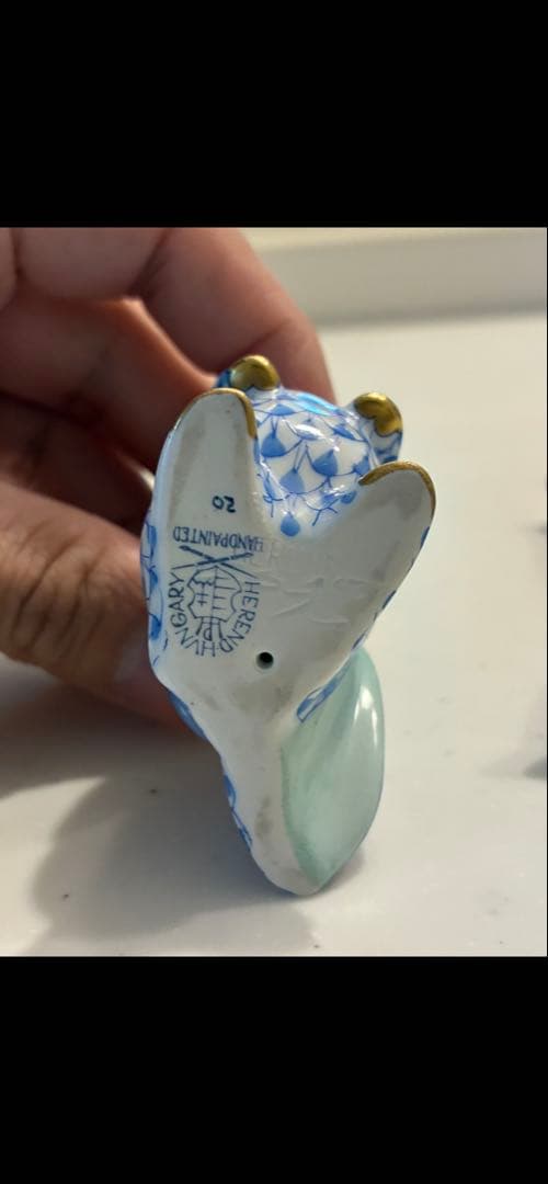 Herend ヘレンド ブルーフィッシュネット うさぎフィギュリン