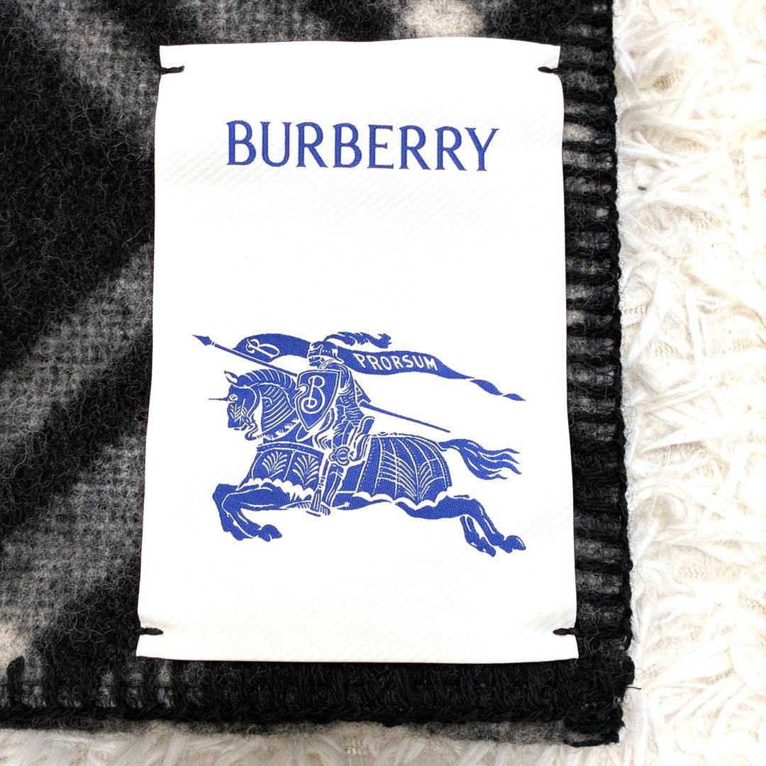 未使用保管品 バーバリー マフラー チェック柄 ホースロゴタグ ユニセックス 黒