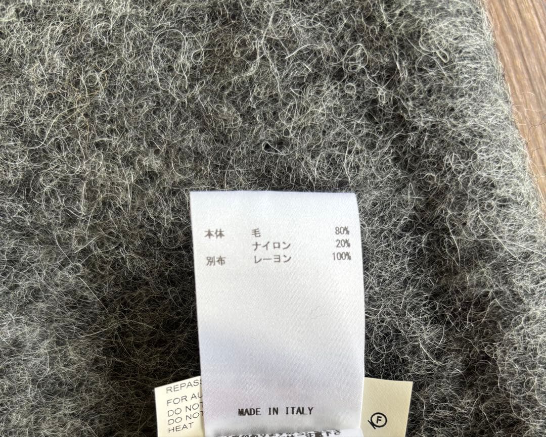 JIL SANDER フリンジ付きグレー ストール L