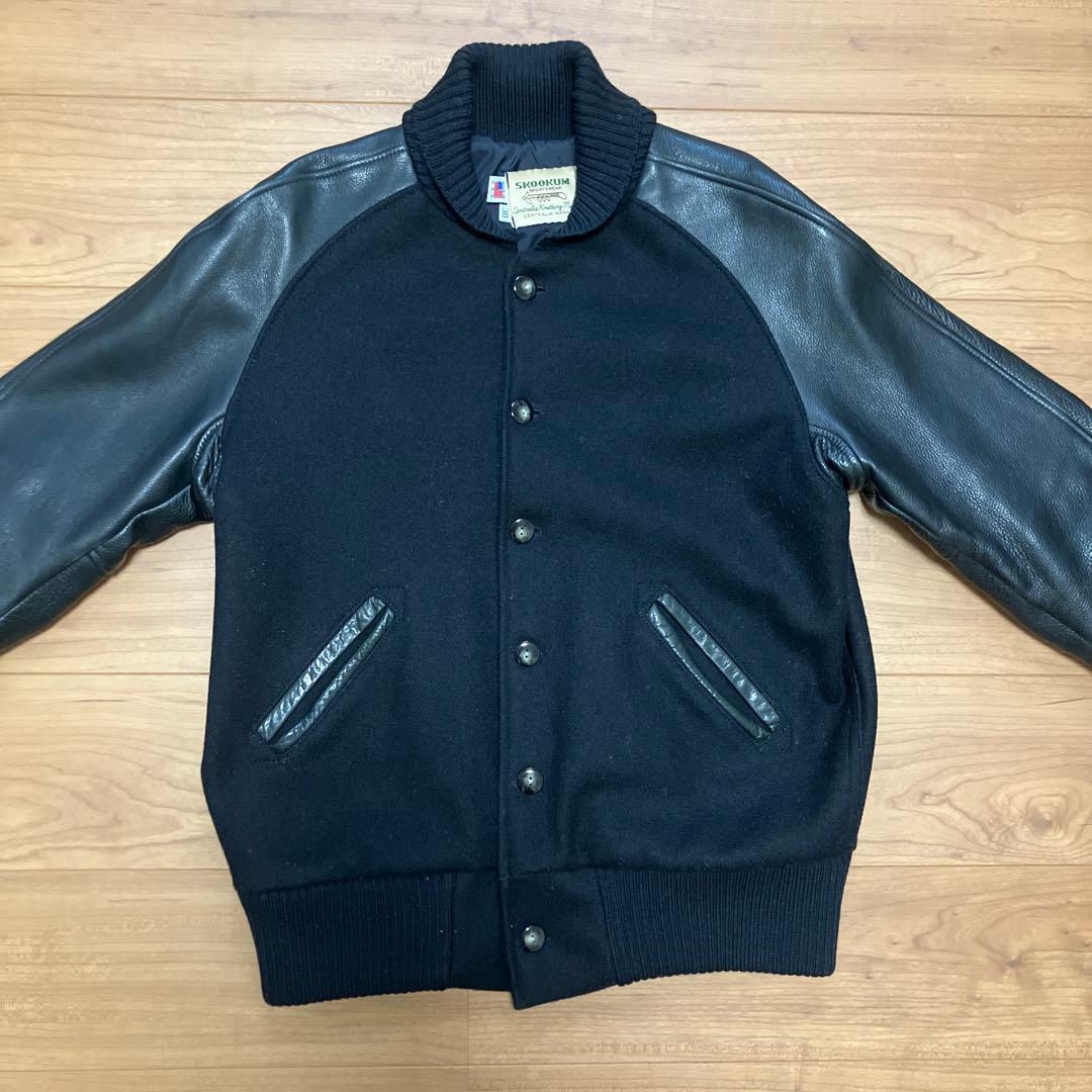 SKOOKUM スクーカム　白タグ　スタジャン ブラック 38 中古　値引❌