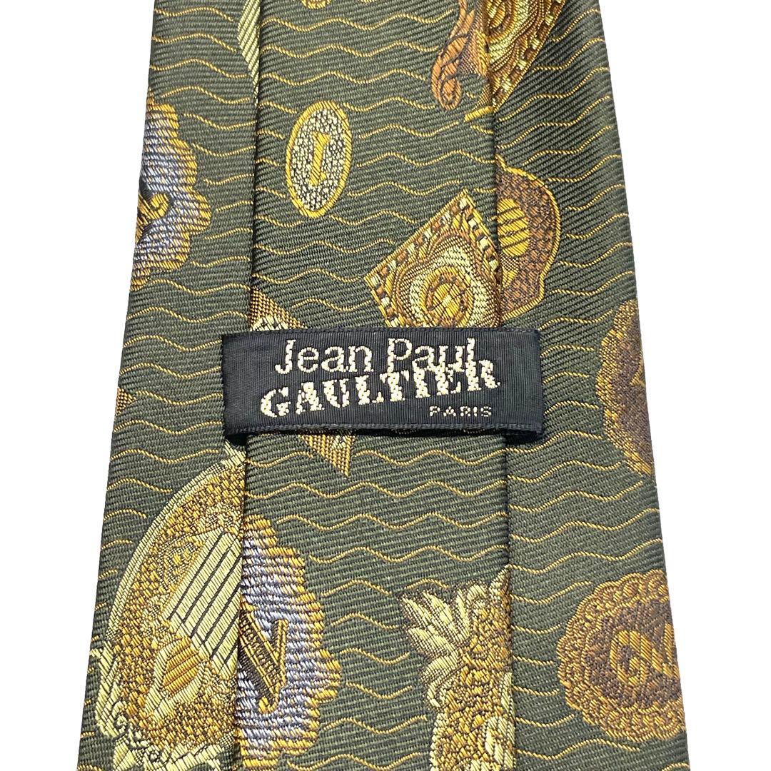 【未使用に近い✨】ジャーンポールゴルチエ ネクタイ オリーブ ジャガード 総柄
