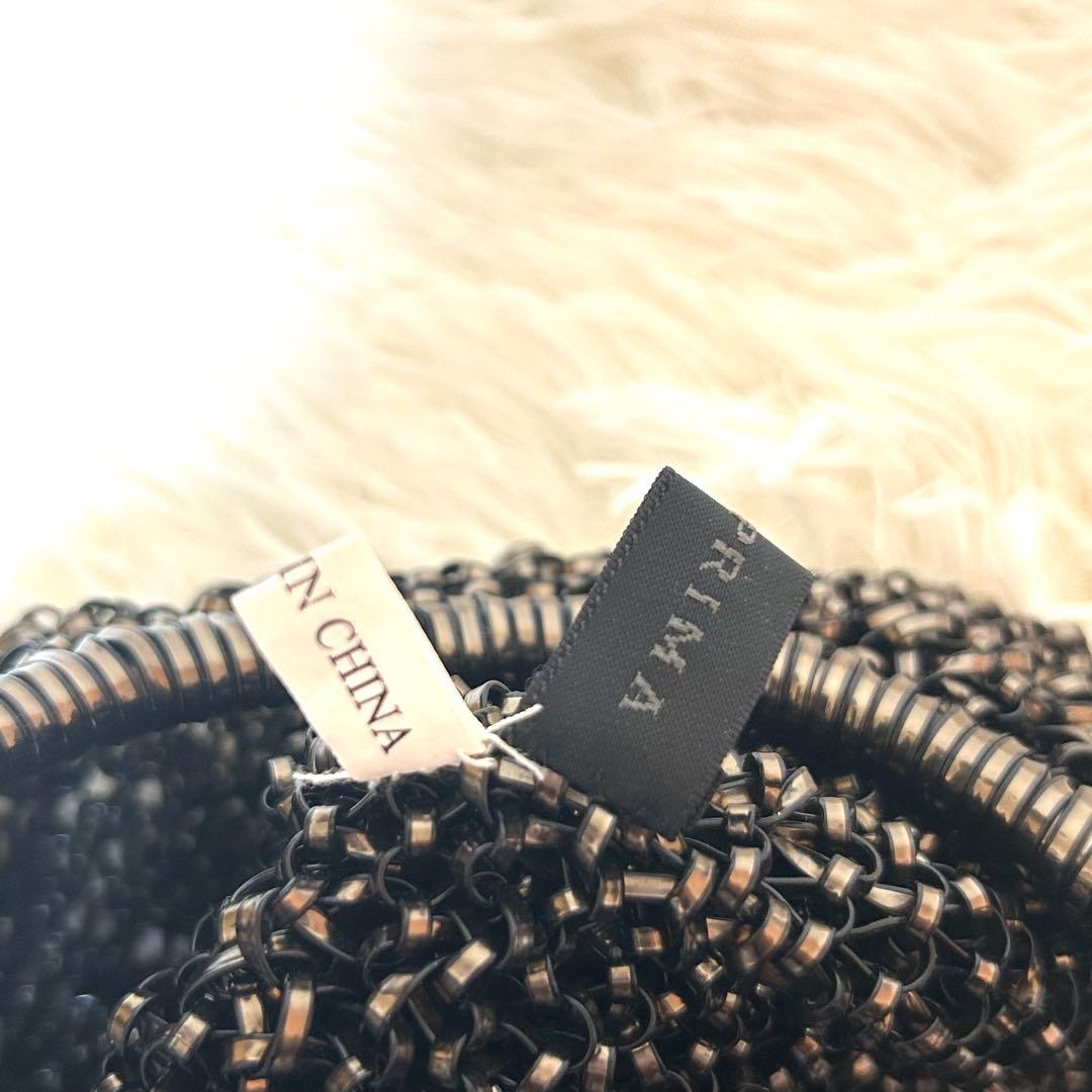 【ほぼ未使用】アンテプリマ　リボン　ビジュー　ラウンド　ワイヤーバッグ　ブラック