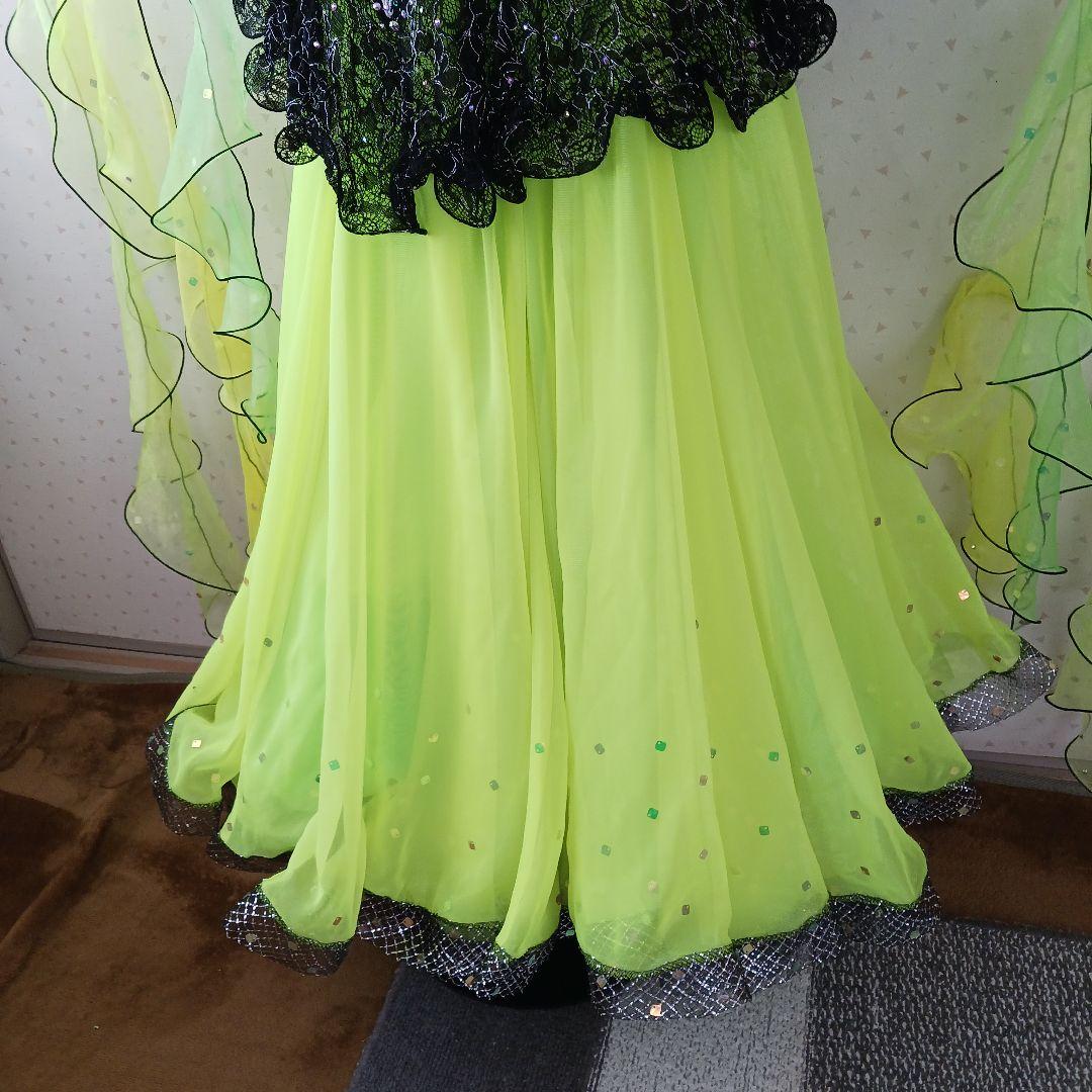 社交ダンス ドレス ネオンイエロー 黒