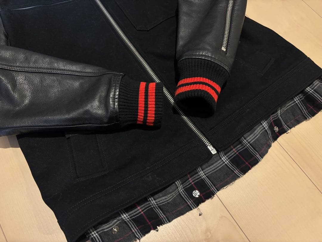 DIESEL ディーゼル　袖レザー 切替　スタジャン　レイヤード