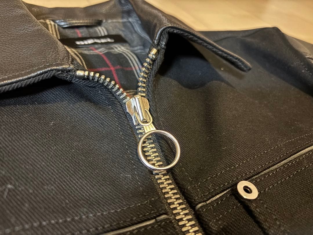 DIESEL ディーゼル　袖レザー 切替　スタジャン　レイヤード