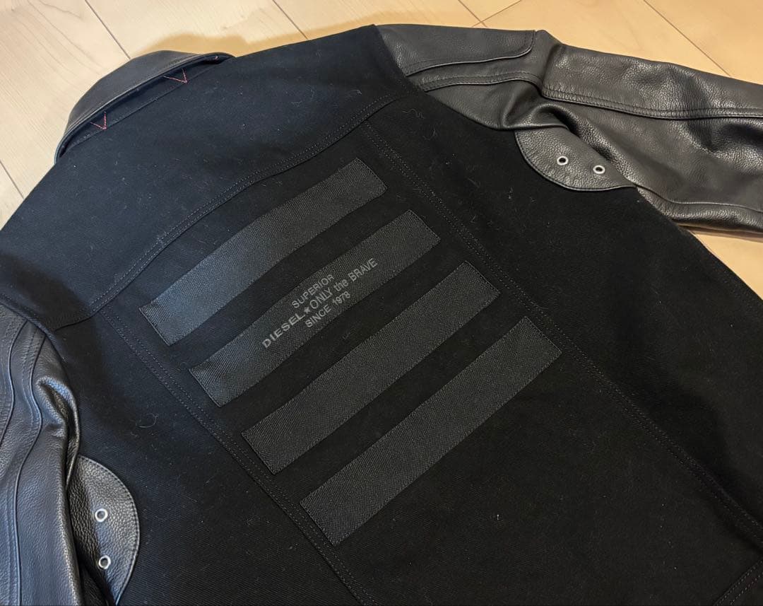DIESEL ディーゼル　袖レザー 切替　スタジャン　レイヤード