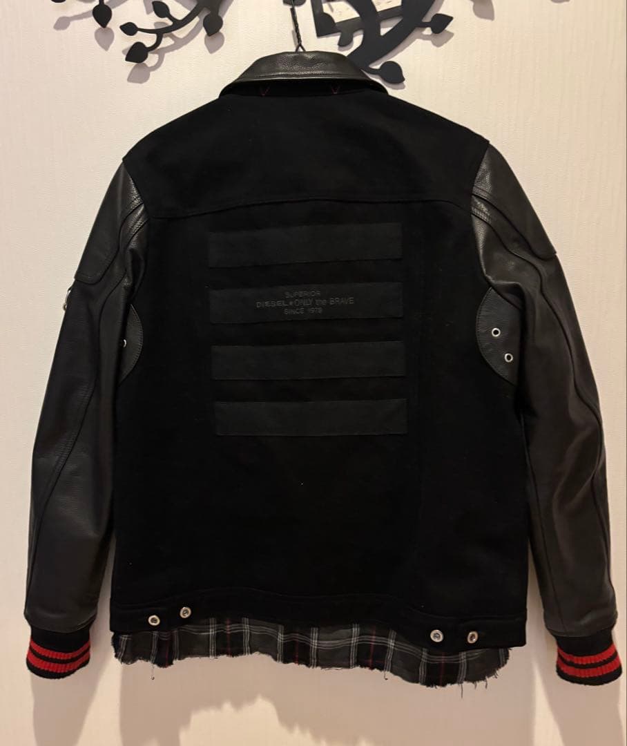 DIESEL ディーゼル　袖レザー 切替　スタジャン　レイヤード
