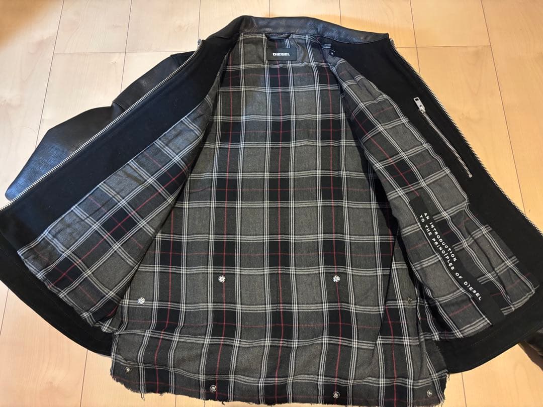 DIESEL ディーゼル　袖レザー 切替　スタジャン　レイヤード