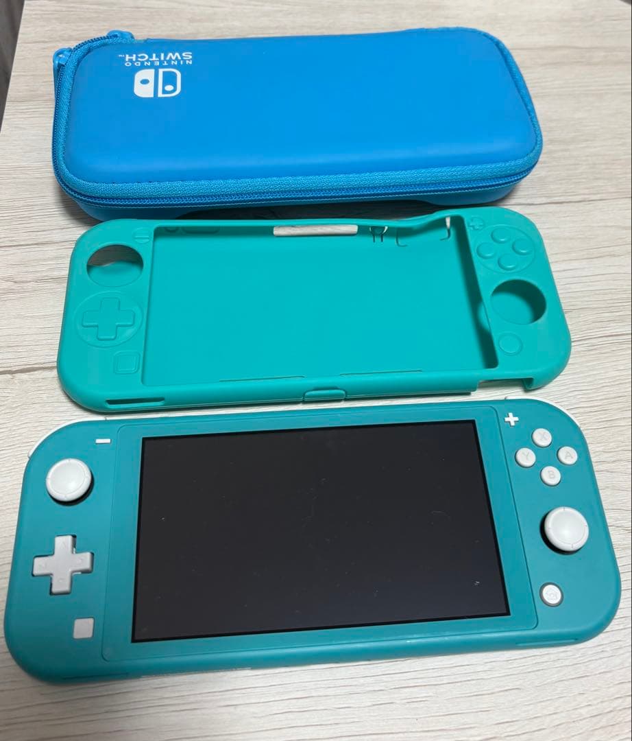 Switch lite ターコイズブルー 本体&カバー、ケース付