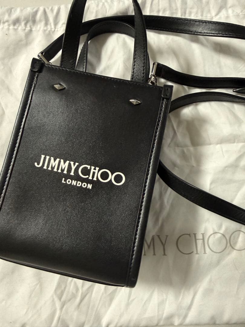JIMMY CHOO ブラックレザーショルダーバッグ