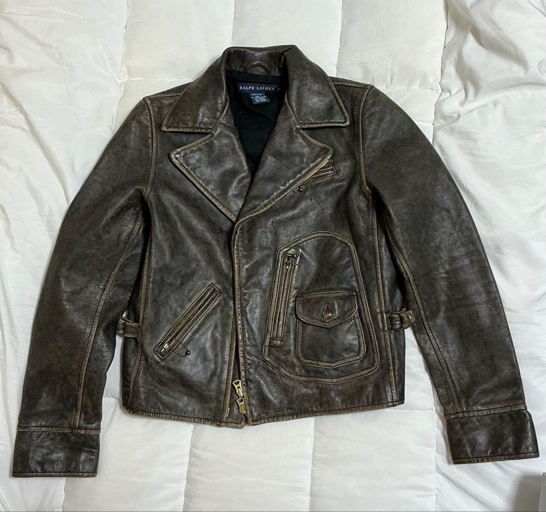 Ralph Lauren レザー ダブルライダースジャケット