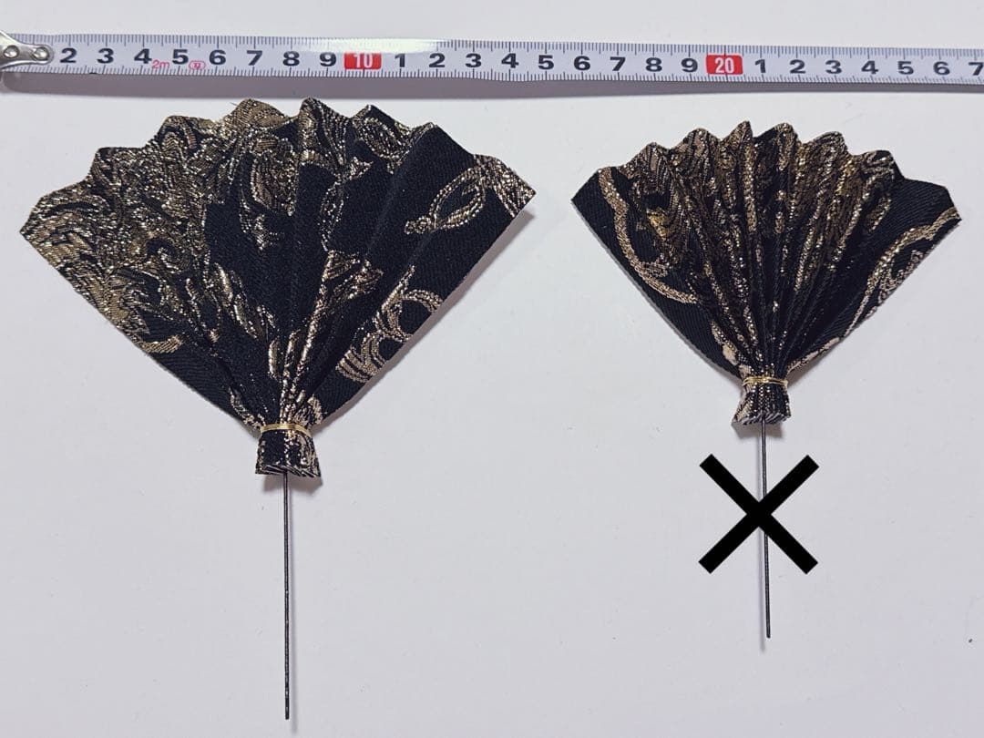 【内容変更あり】流水sexy黒金ラメ扇子簪★カサブランカ3★金襴黒扇子★