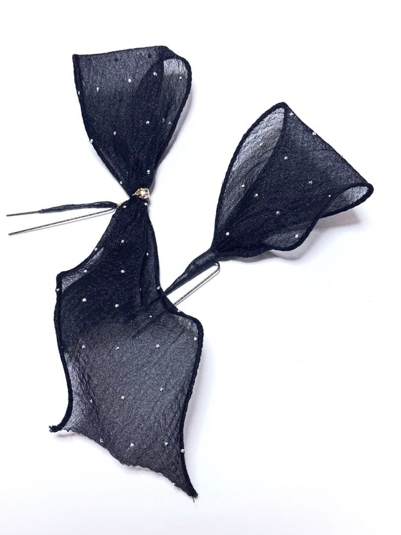 【内容変更あり】流水sexy黒金ラメ扇子簪★カサブランカ3★金襴黒扇子★