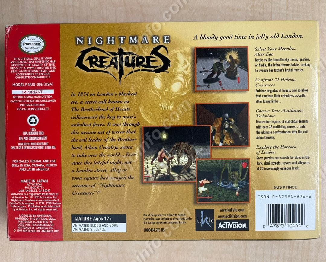 Nightmare Creatures【中古美品・N64北米版】