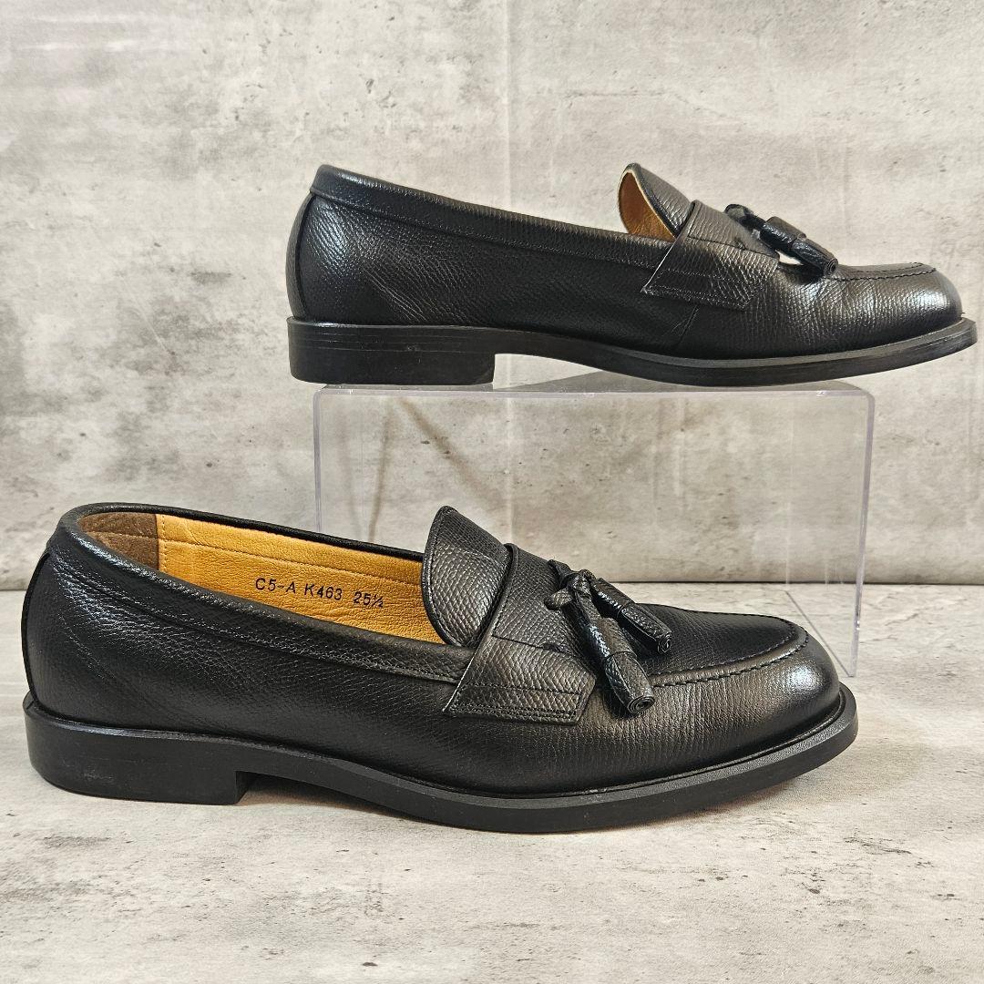 ケンフォード タッセルローファー 25.5cm 黒 シボ本革 定番人気