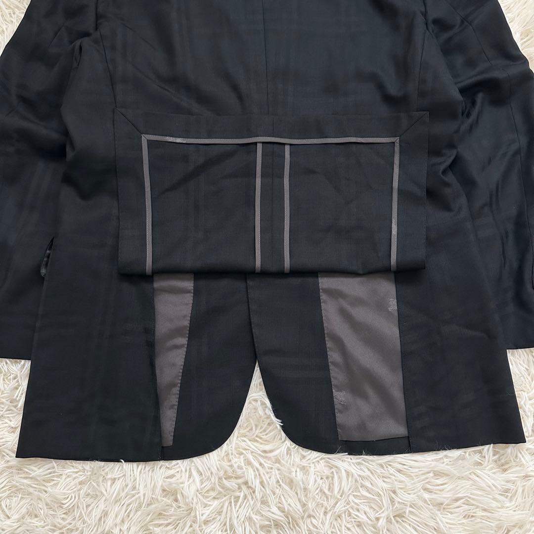 バーバリー シャドーノバチェック テーラードジャケット 絹混 ブラック M