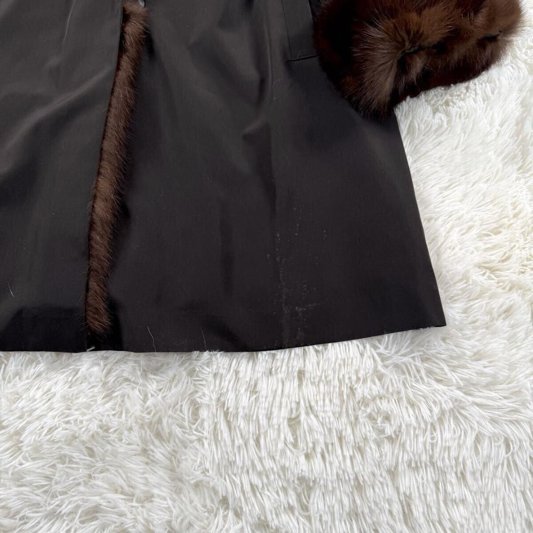 総丈94㎝ セーブル ブラウン リバーシブル コート XL相当 AA174