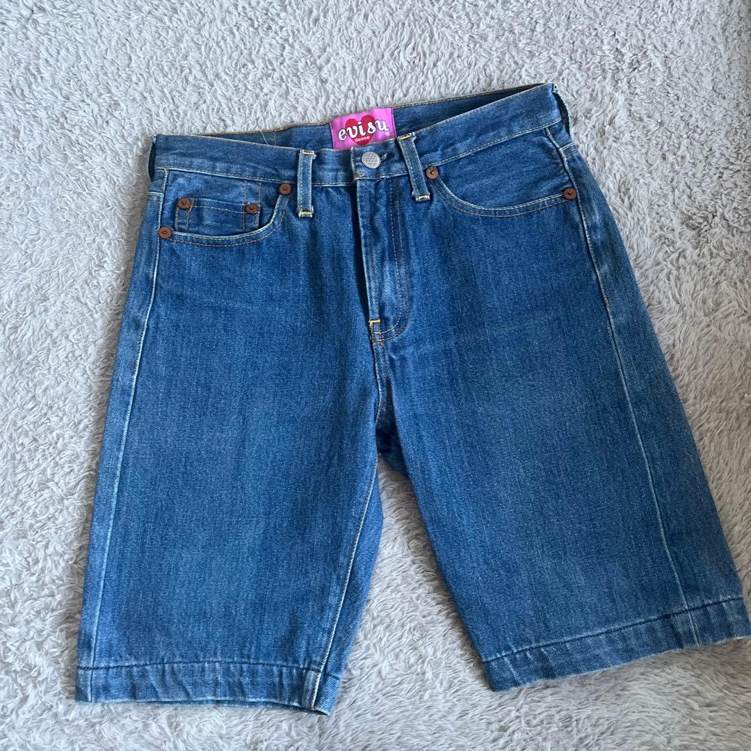 evisu ピンクグラフィック デニムショートパンツ