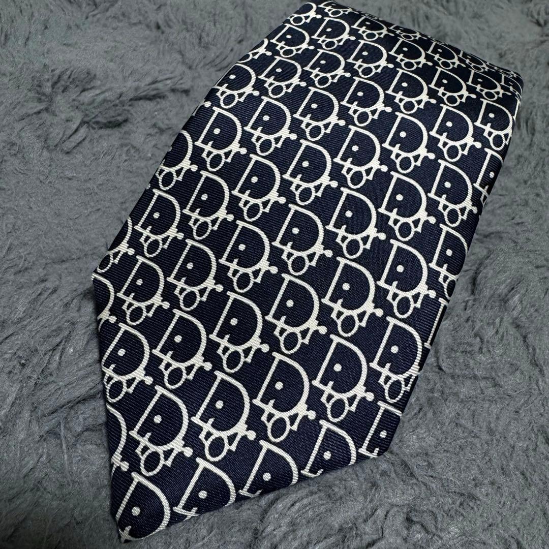 Christian Dior ネクタイ ネイビー ロゴモノグラム トロッター