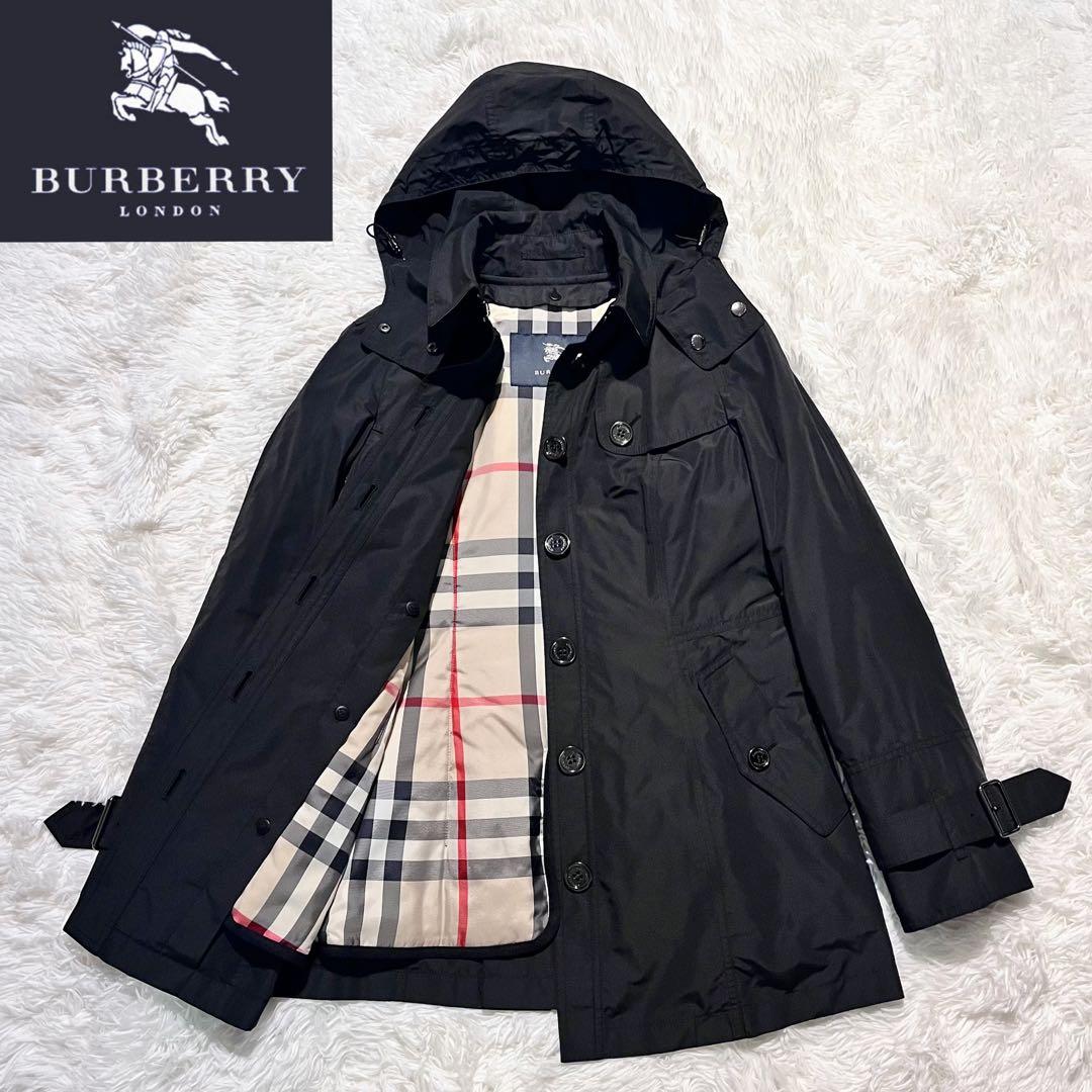 美品 バーバリー ノバチェック メタルボタン フード ライナー付 トレンチコート