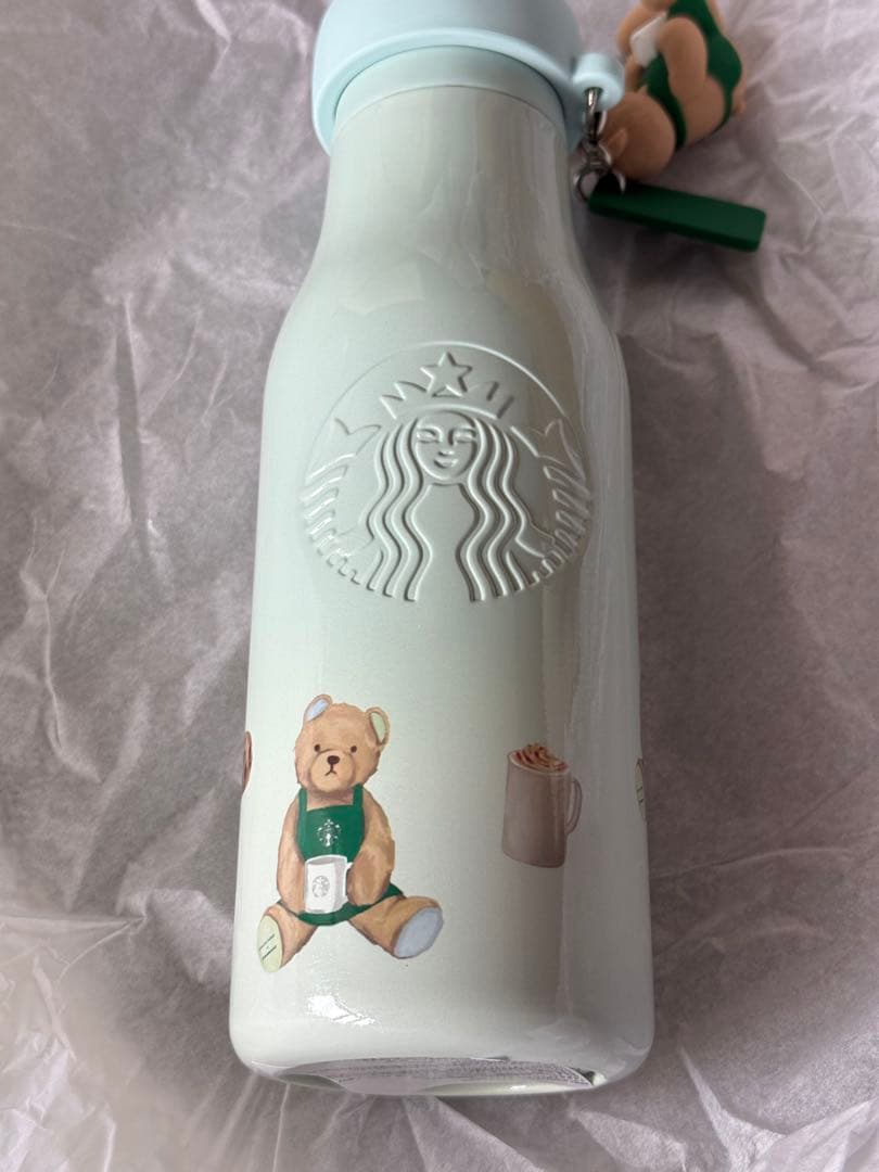 スターバックス ジェラートピケ ベアチャーム ステンレスボトル ミントグリーン