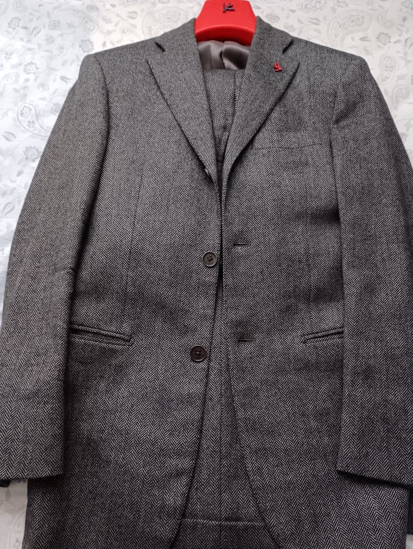 ISAIA 極上　極暖　スーツ　42　ヘリンボーン　グレー