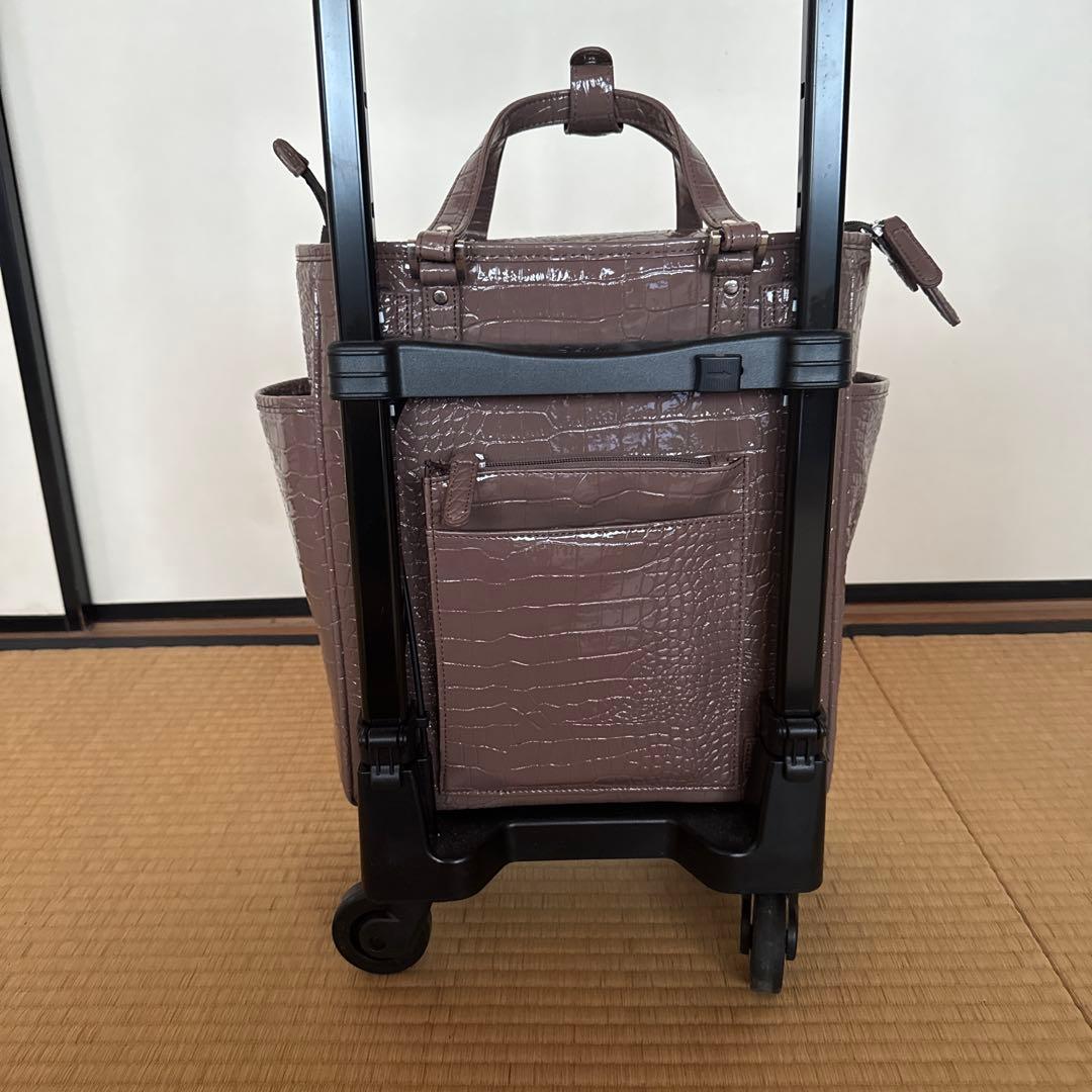 美品　swany スワニー キャリーバッグ クロコ型押し ブラウン