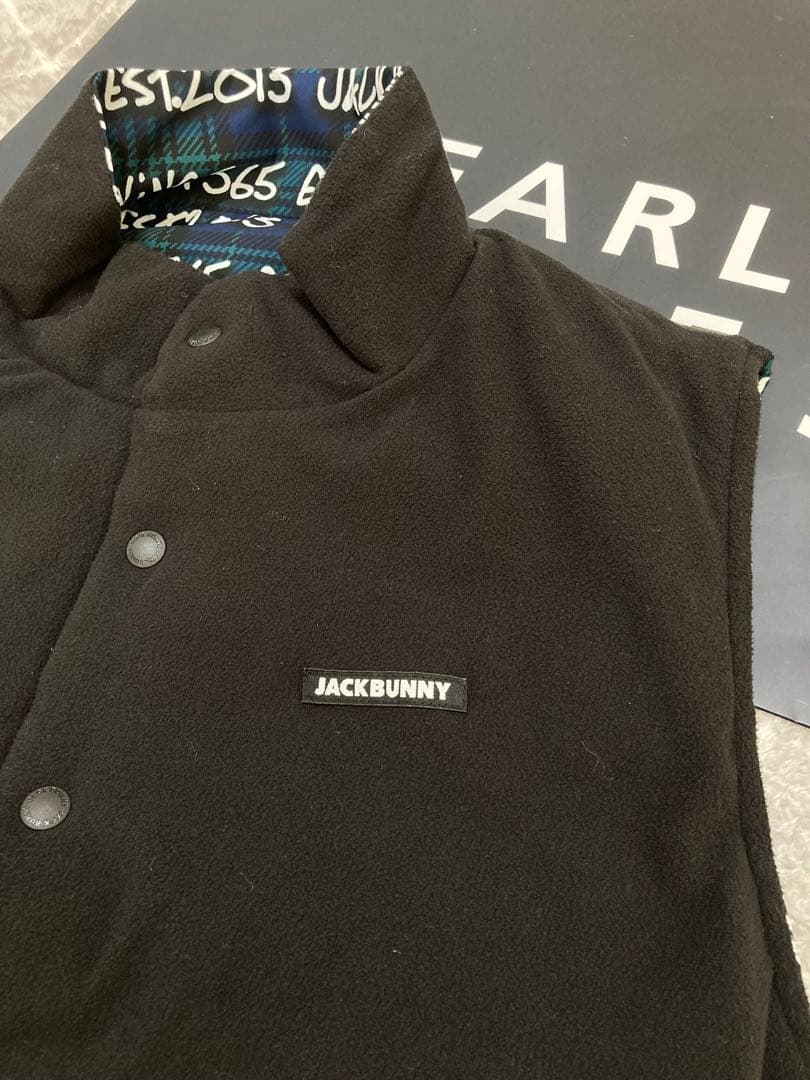 新品 パーリーゲイツ ジャックバニー リバーシブル中綿ベスト(6)サイズLL/紺