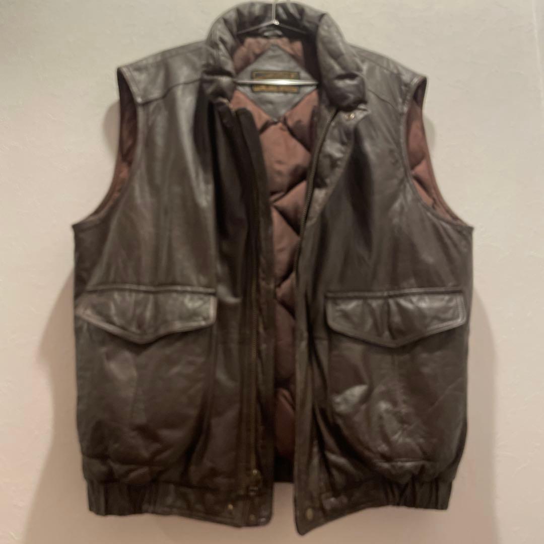 最終値下げ！80' Eddie Bauer レザーダウンベスト黒タグ