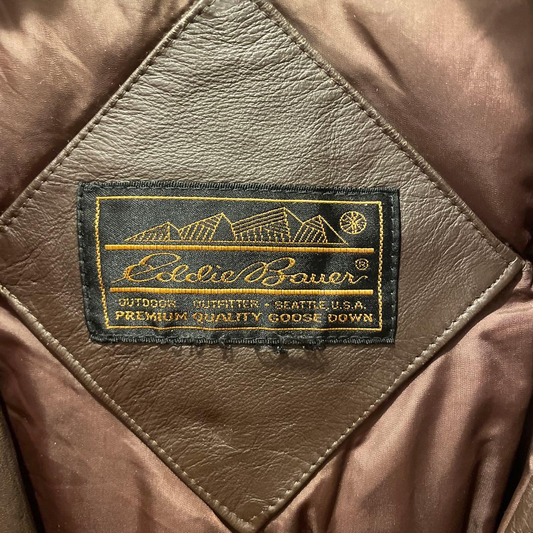 最終値下げ！80' Eddie Bauer レザーダウンベスト黒タグ
